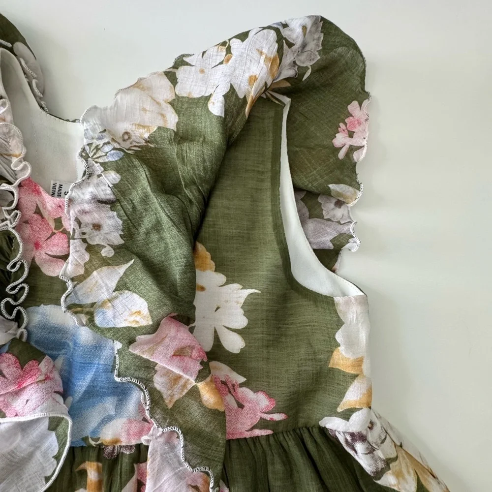 Isobella & Chloe Green Sundress with Flutter Sleeves Size 5